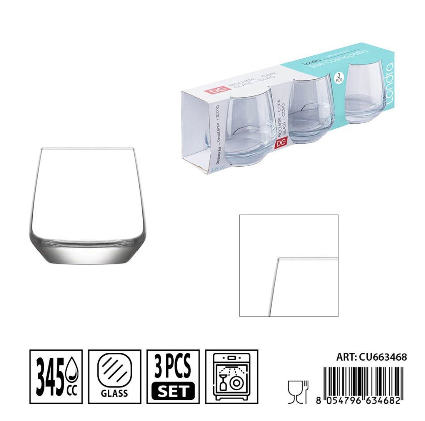 DC CASA bicchiere londra 345cc 3pz