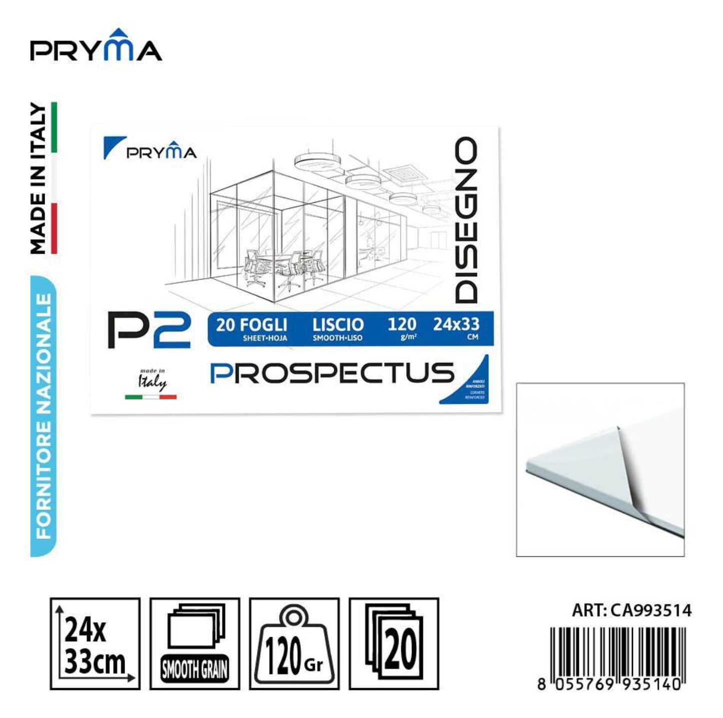 PRYMA blocco disegno P2 24x33cm 120g 20ff ruvido