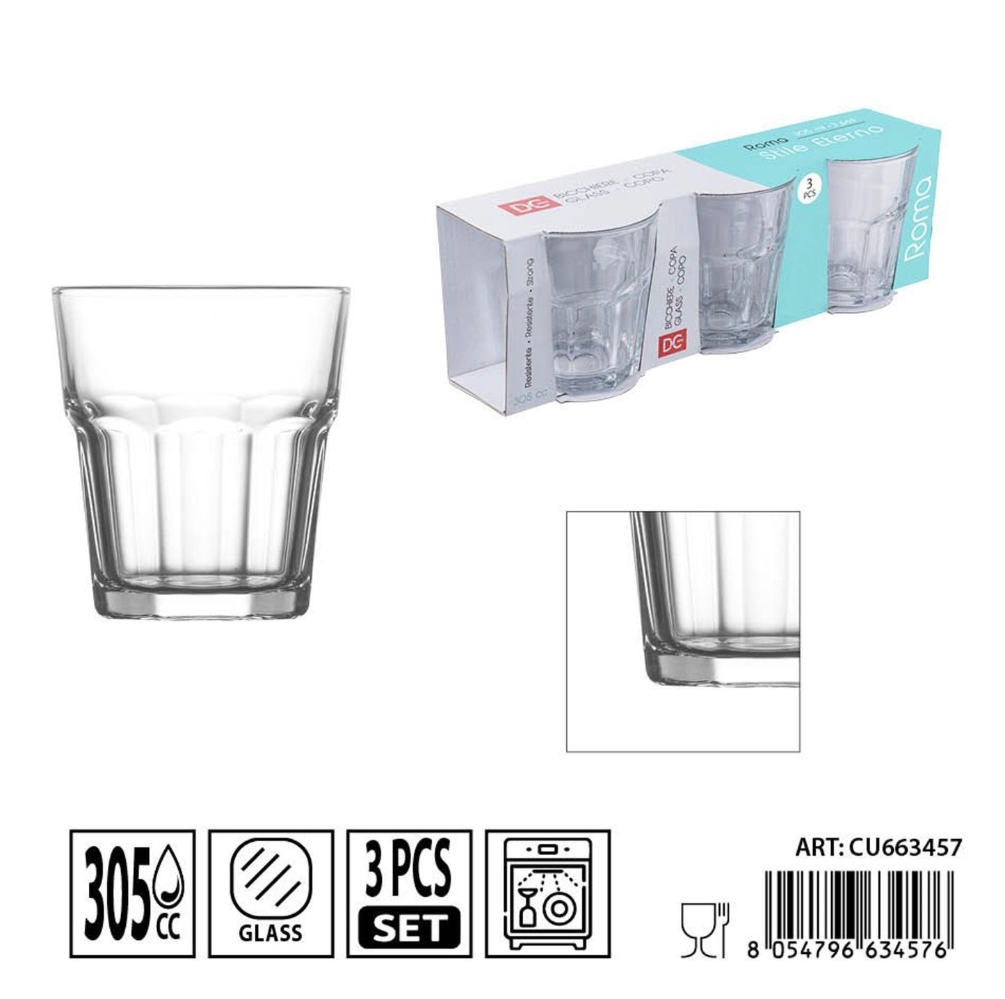 DC CASA bicchiere Roma 305cc 3pz
