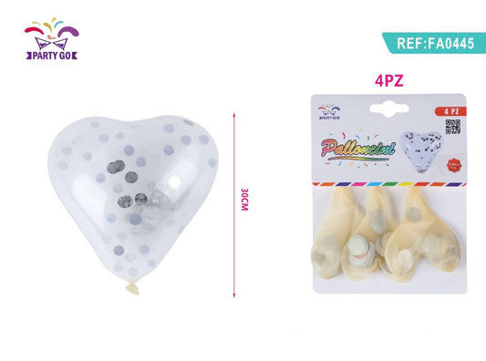 PALLONCINI TRASPARENTE CUORE 25CM 4PC