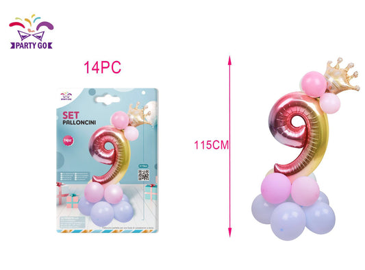 Set palloncini multicolor numero 9
