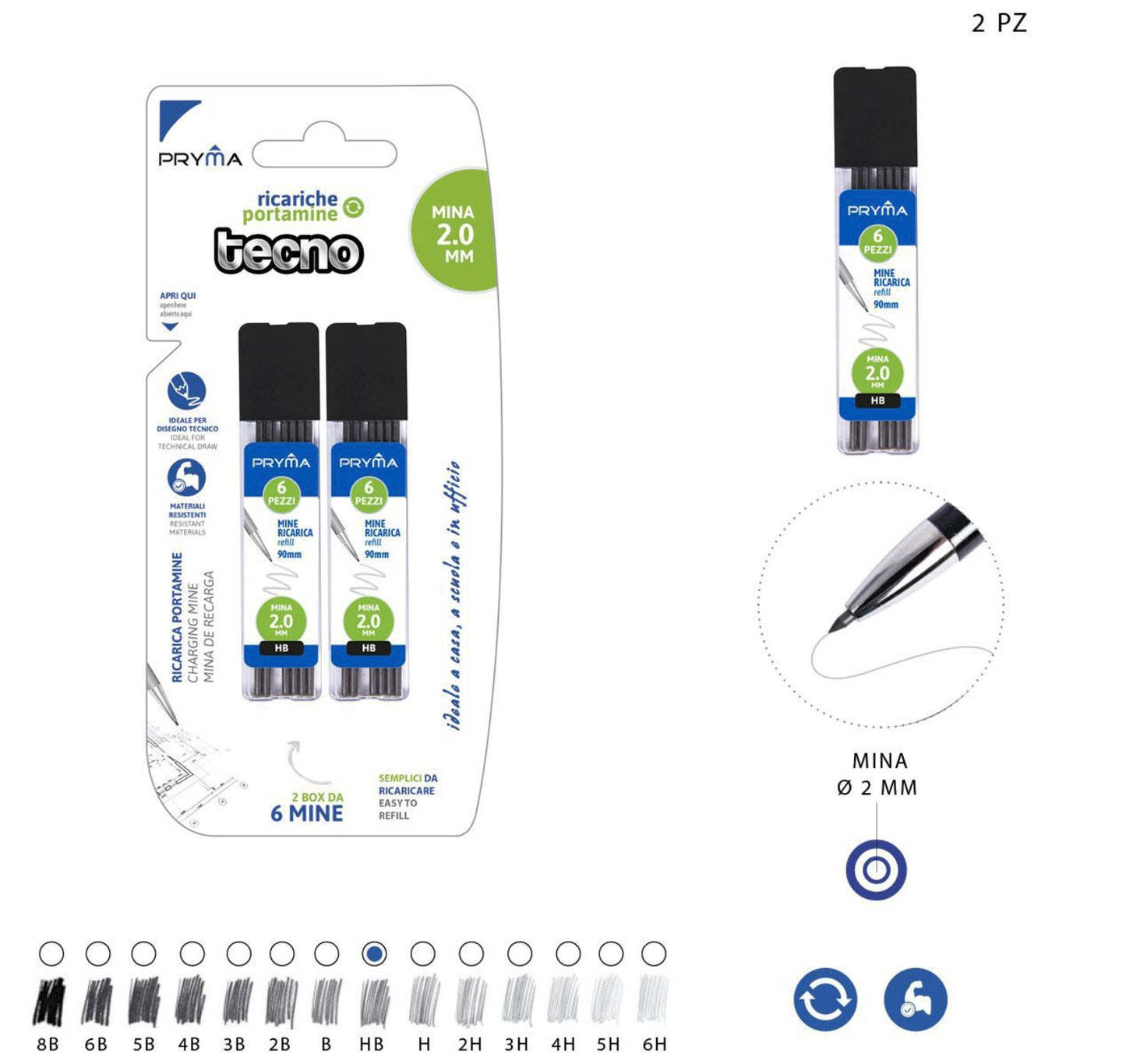 PRYMA ricarica mine tecno 2.0 mm