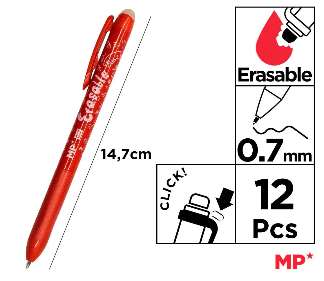 Penna cancellabile a scatto 0,7mm rosso
