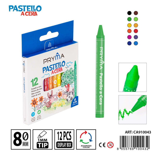 PRYMA pastelli cera 9x0.8cm 12pz