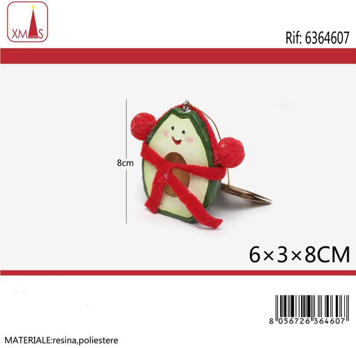 NATALIZIA pendente natalizio avocado 6x3x8cm