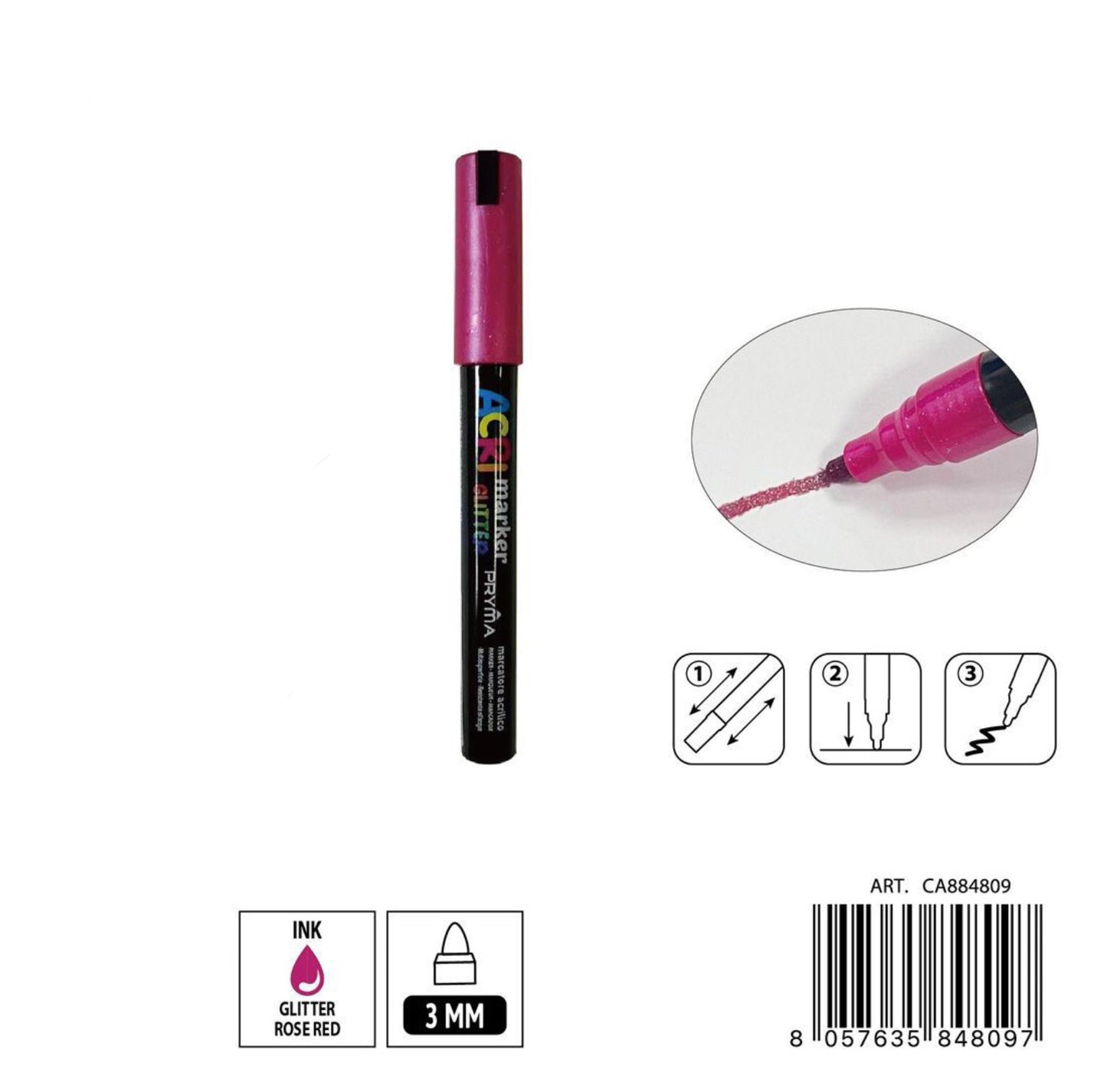 PRYMA marcatore acrilico 3mm N.143 rosa glitter