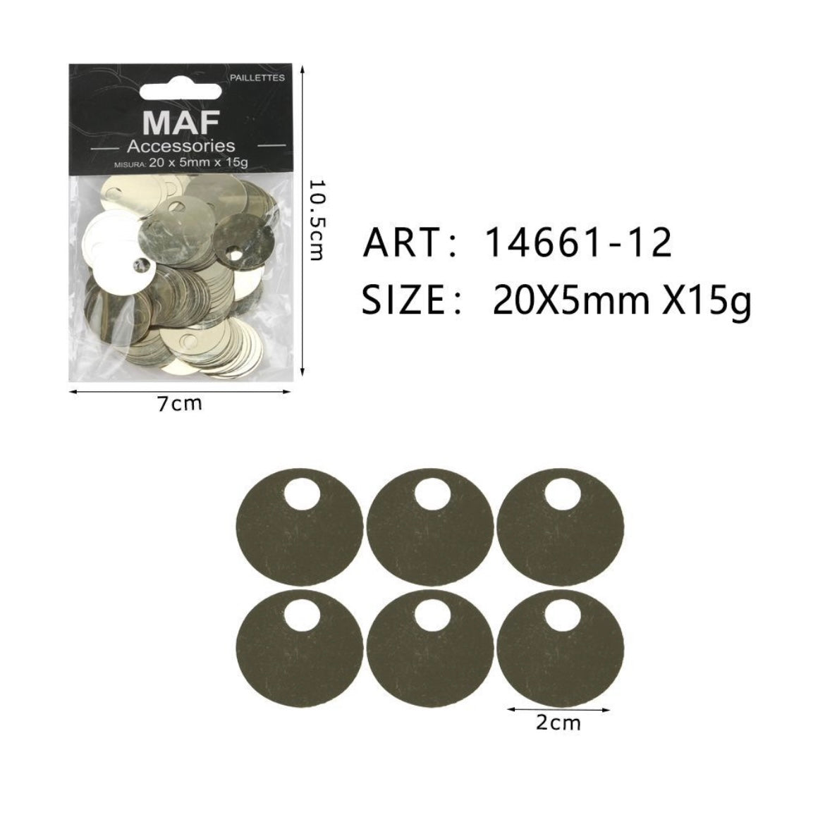 PAIETTE 20x5mm 15g ART.14661