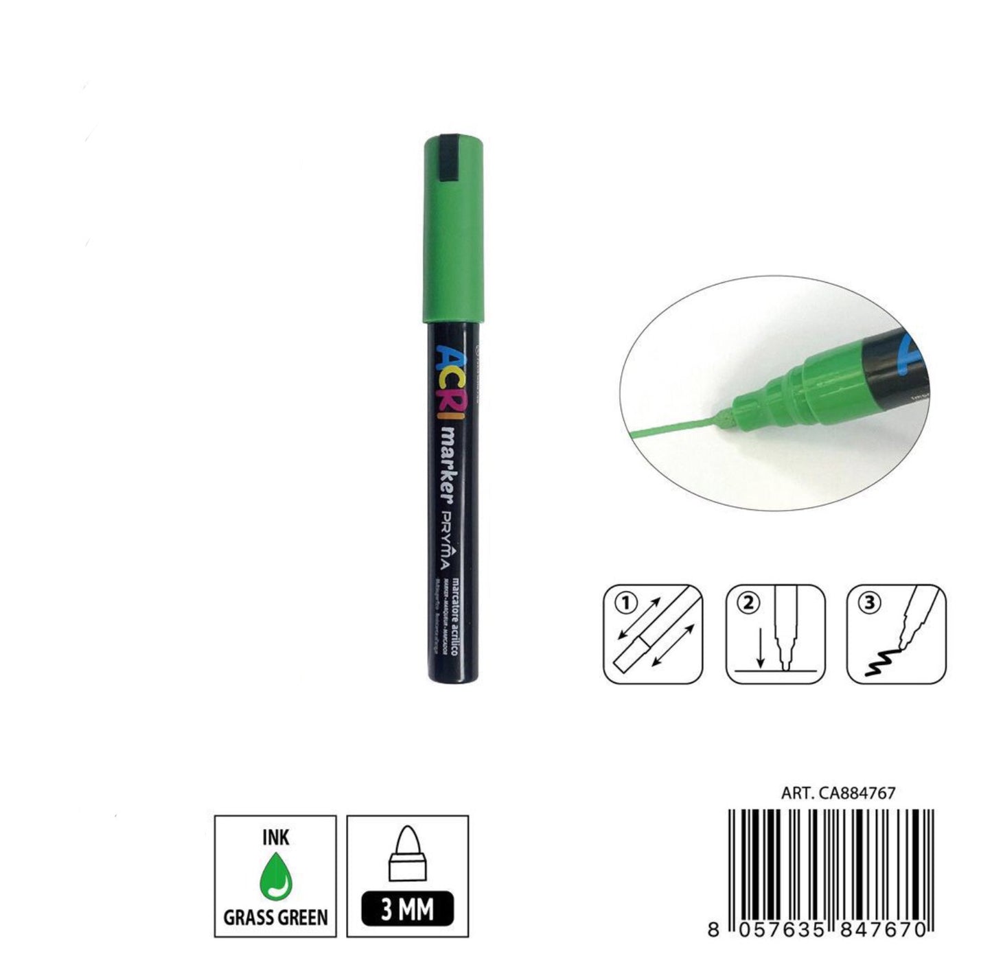PRYMA marcatore acrilico 3mm N.113 verde erba