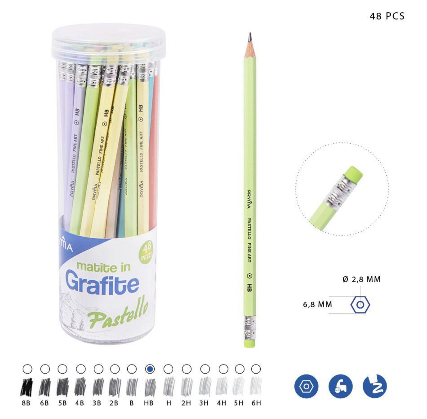 PRYMA matita HB pastello 48pz
