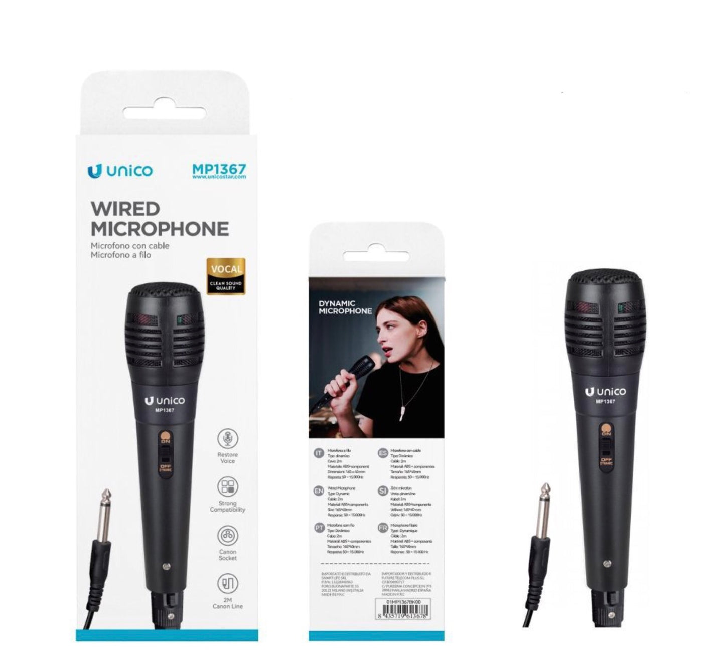 UNICO microfono a filo nero MP1367