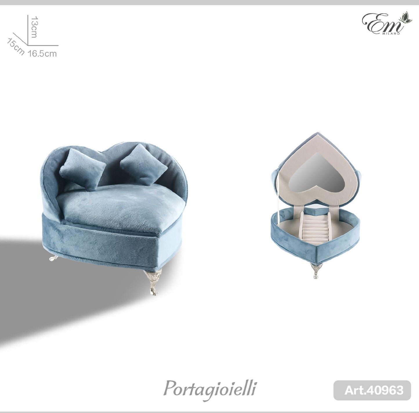 Portagioielli mini divano blu art.40963