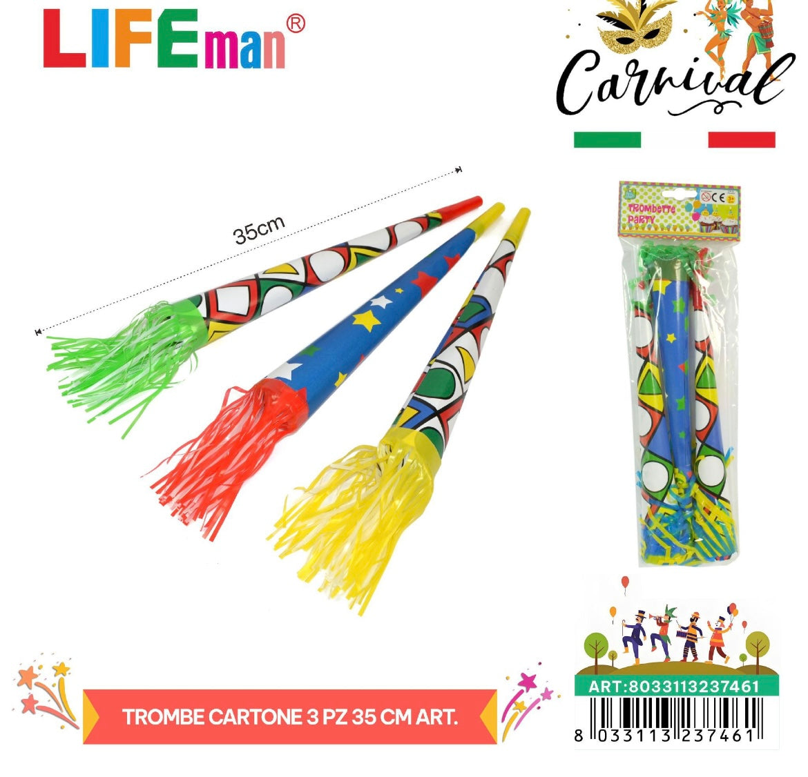 TROMBE CARTONE 3 PZ 35 CM