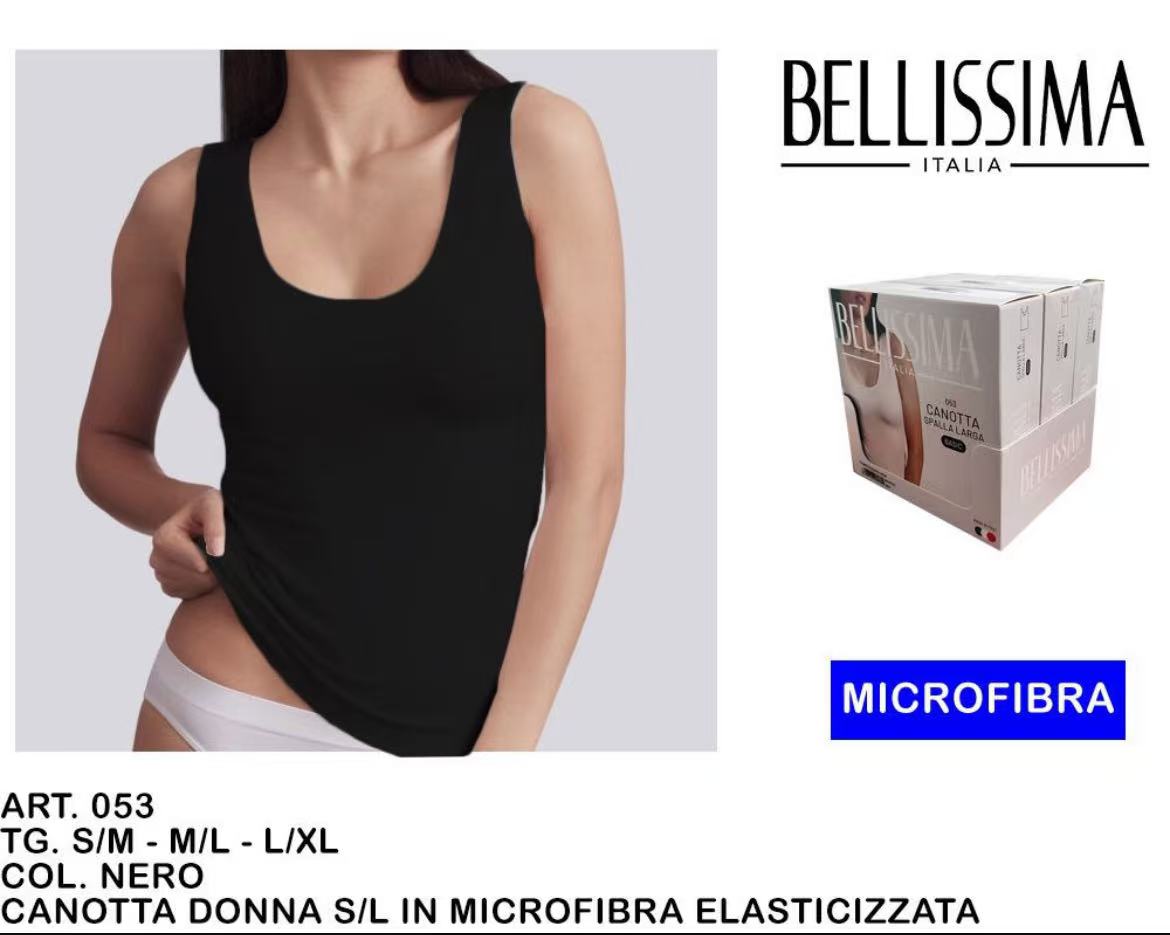 BELLISSIMA CANOTTIERA DONNA SPARA LARGA NERO