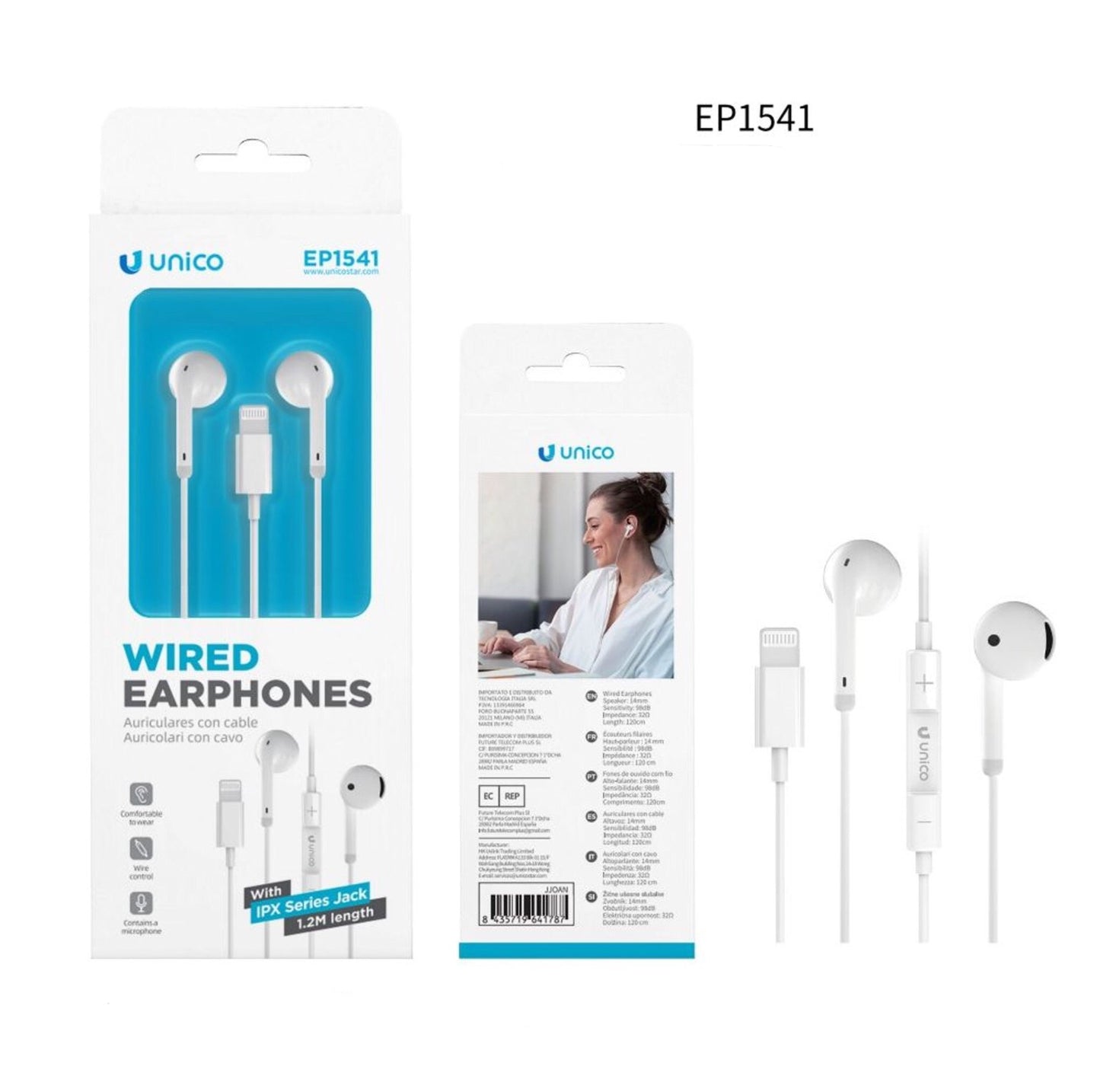 UNICO AURICOLARE EP1541,BIANCO