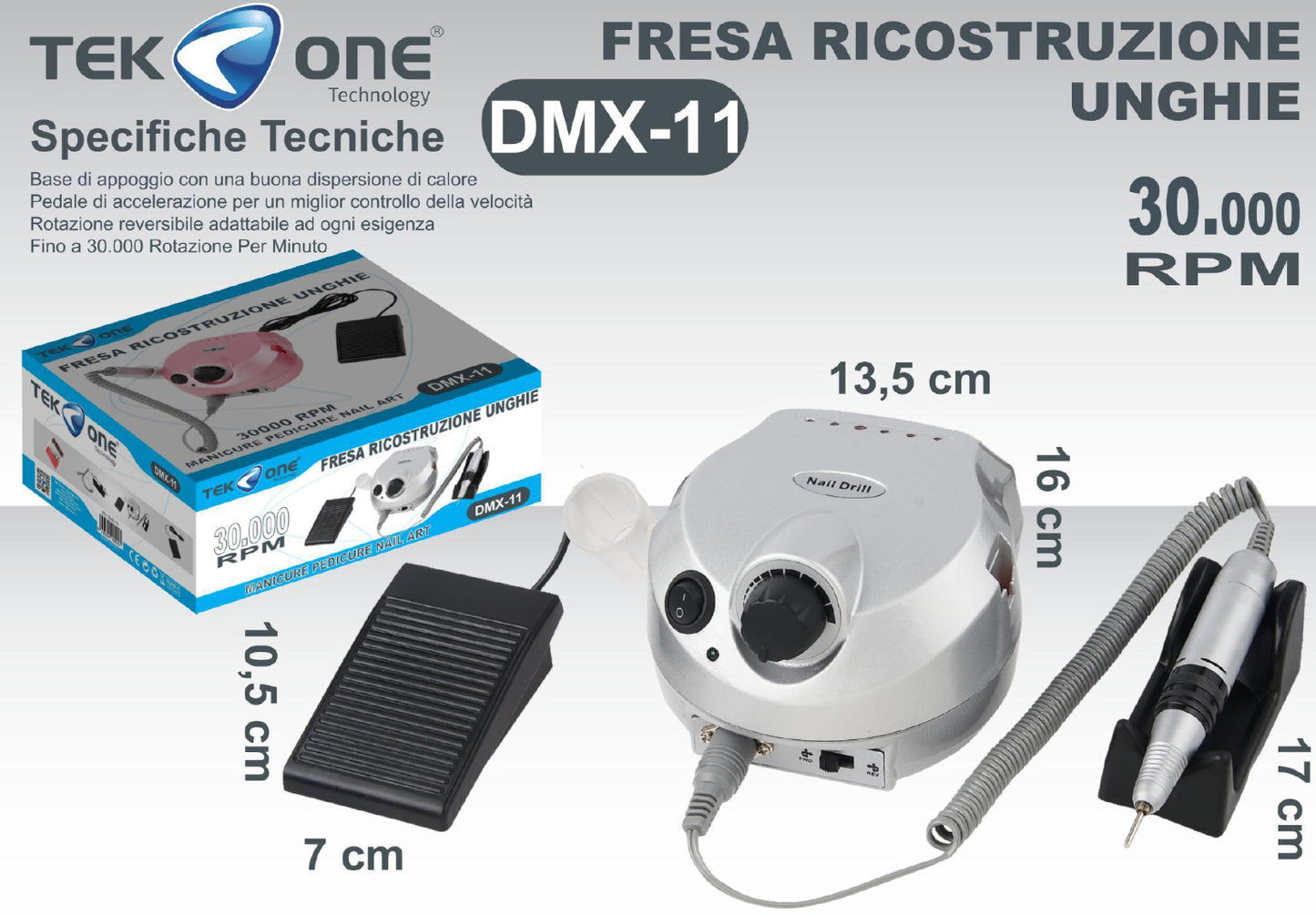 TEK ONE fresa ricostruzione unghie mod.DMX-11