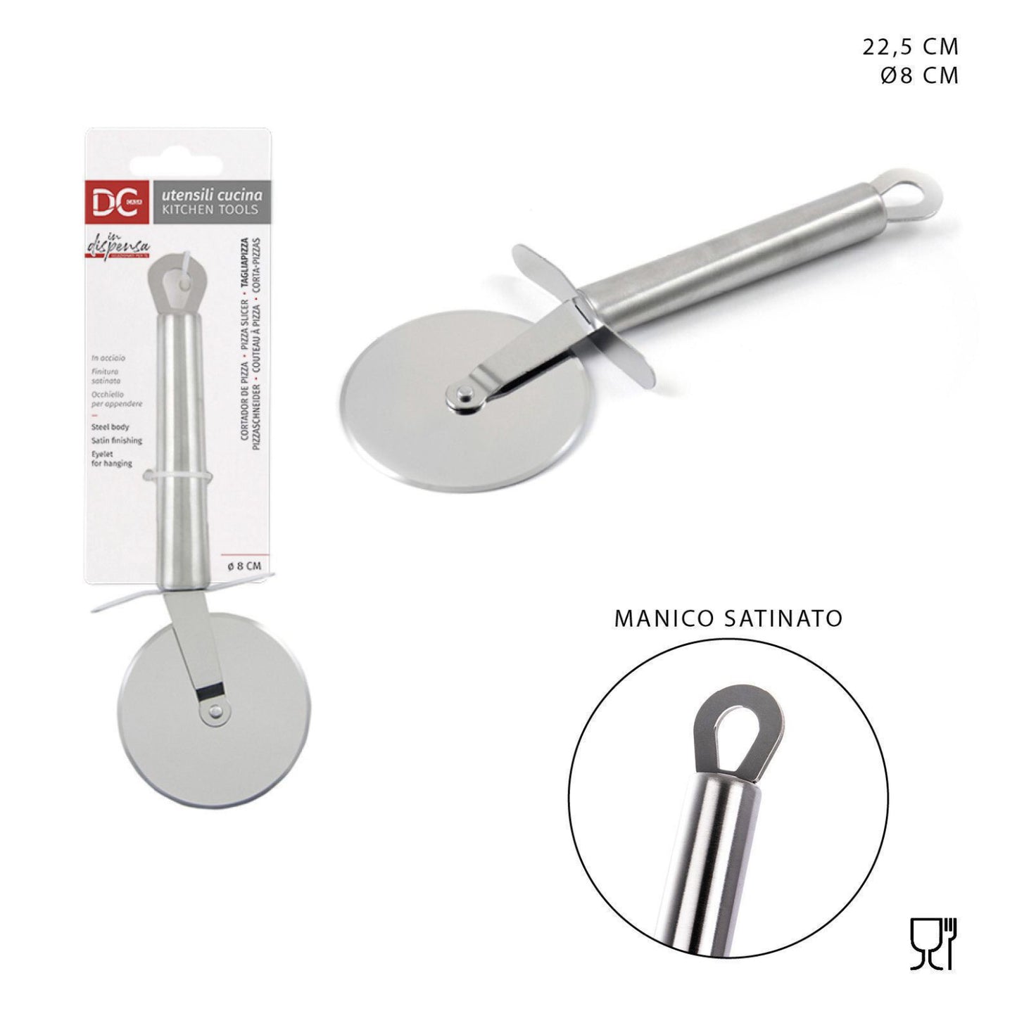 DC CASA tagliapizza acciaio D8x22.5cm