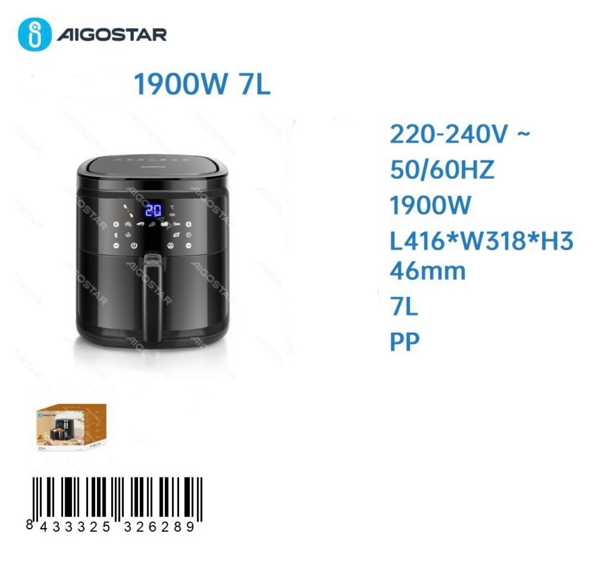 AIGOSTAR FRIGGITRICE ARIA 1900W 7L