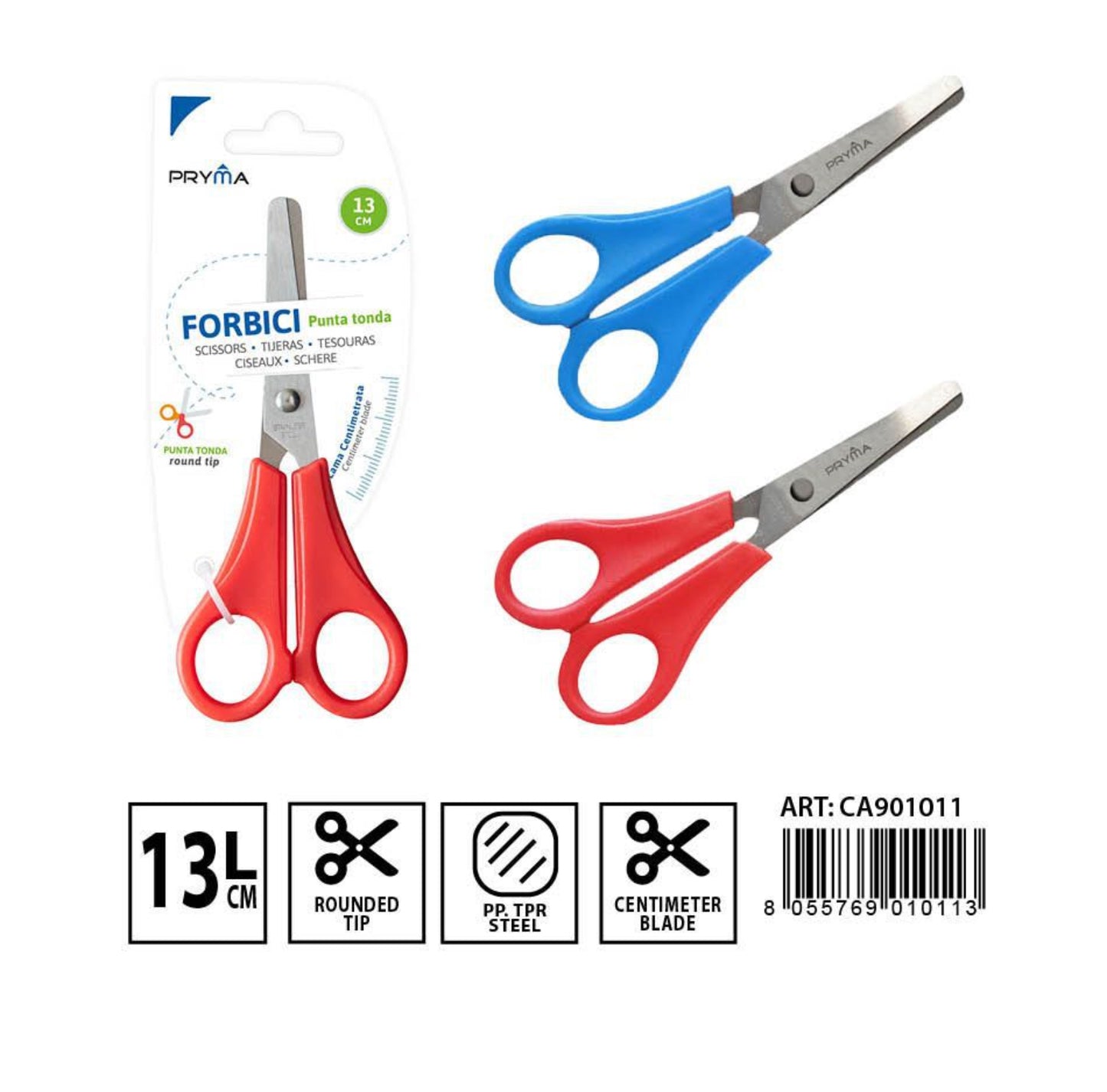 PRYMA forbici punta tonda centimetrate 13pz