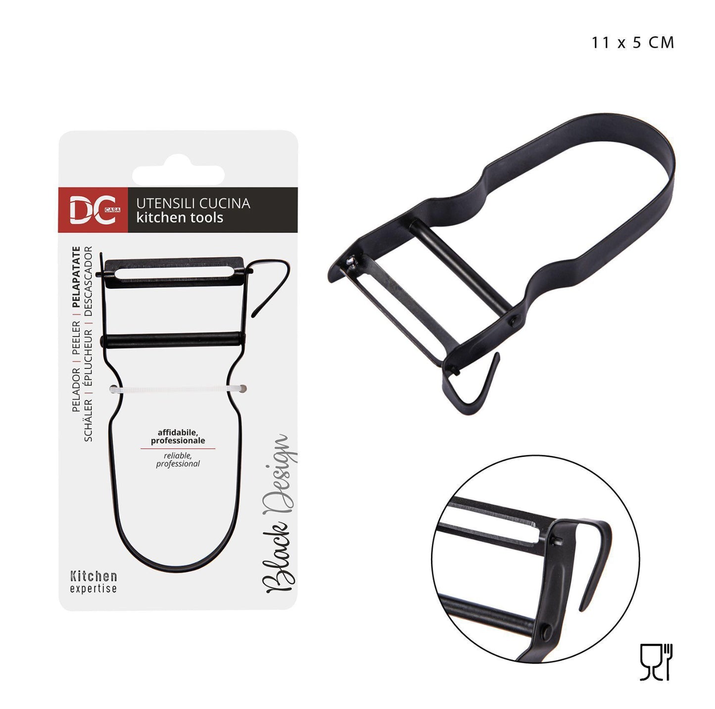DC CASA L/BLACK pelapatate metallo 11x5x1,2cm