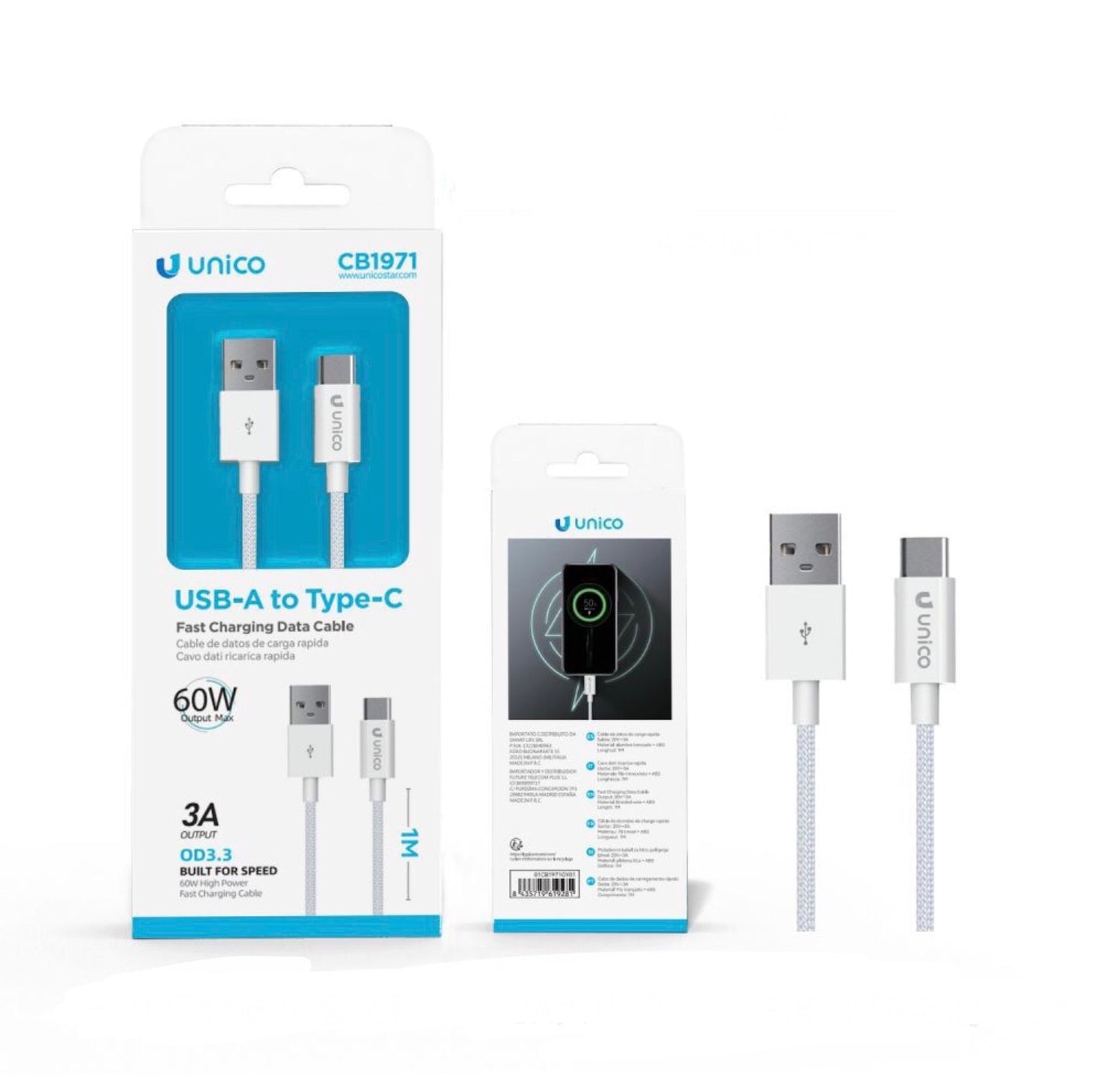 UNICO cavo ricarica rapida USB-A to TYPE-C 60W CB1971