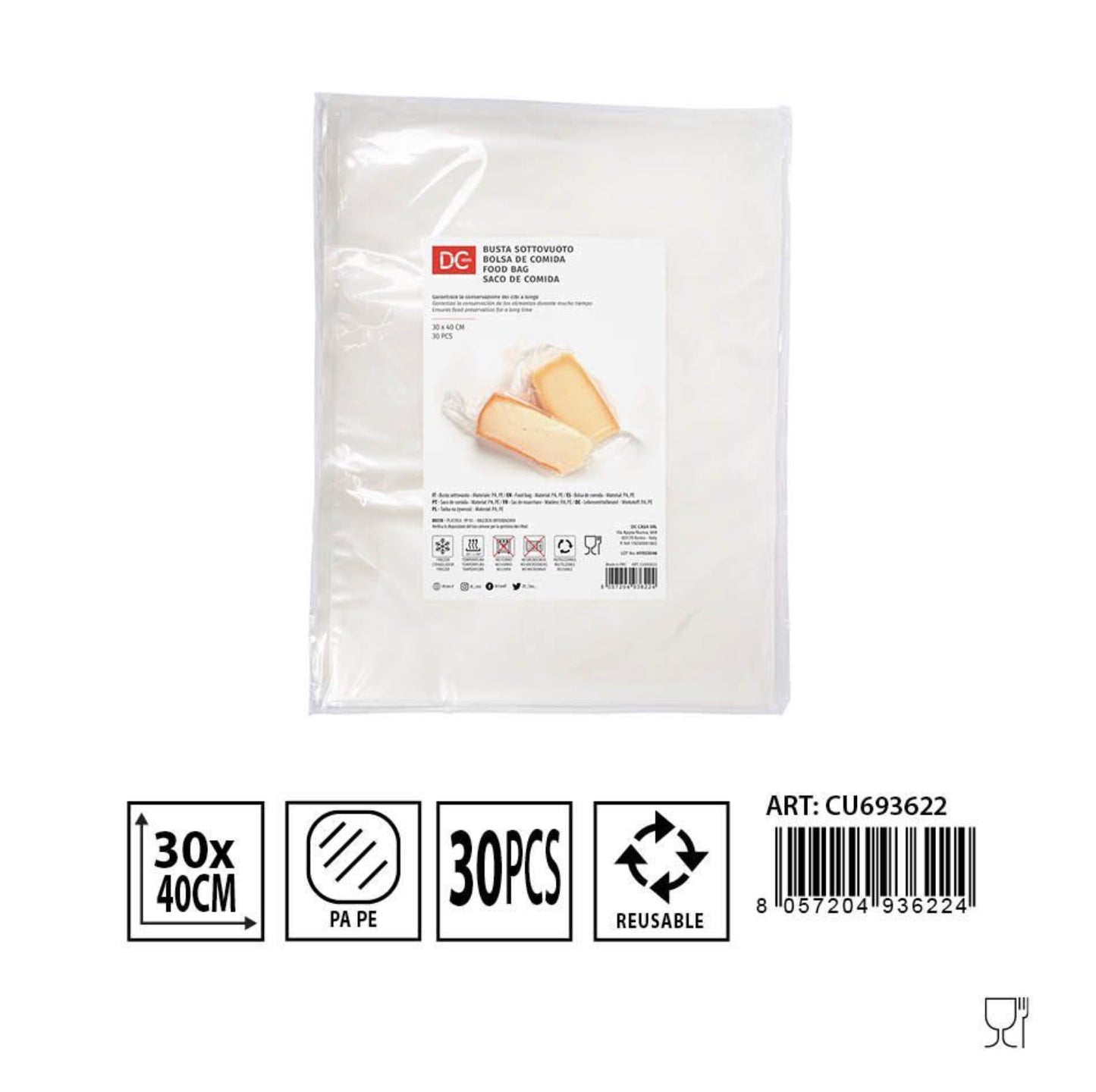 DC CASA busta sottovuoto alimenti 30x40cm 30pz
