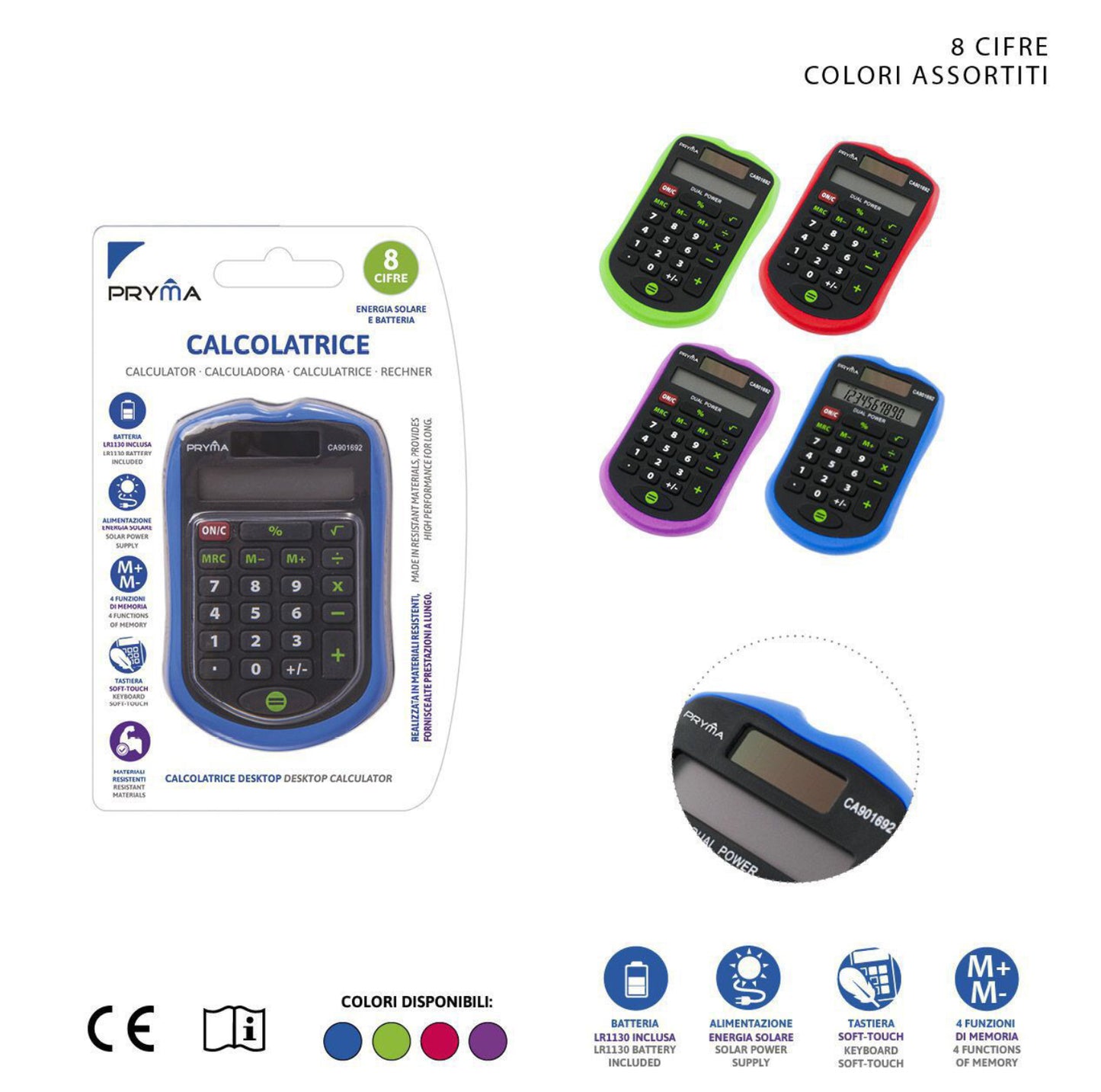 PRYMA calcolatrice 8cifre 94x60x11mm