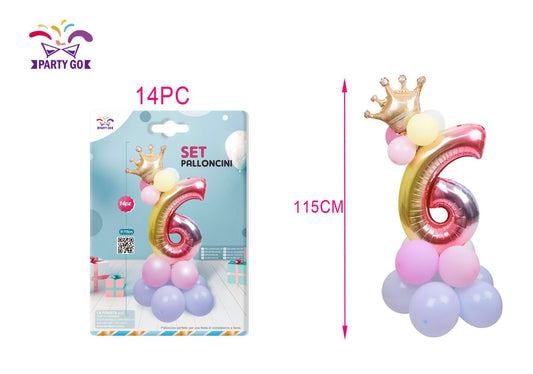 Set palloncini multicolor numero 6