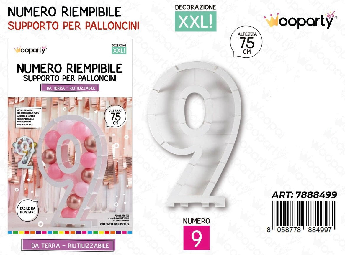 NUMERO riempibile 9 75cm