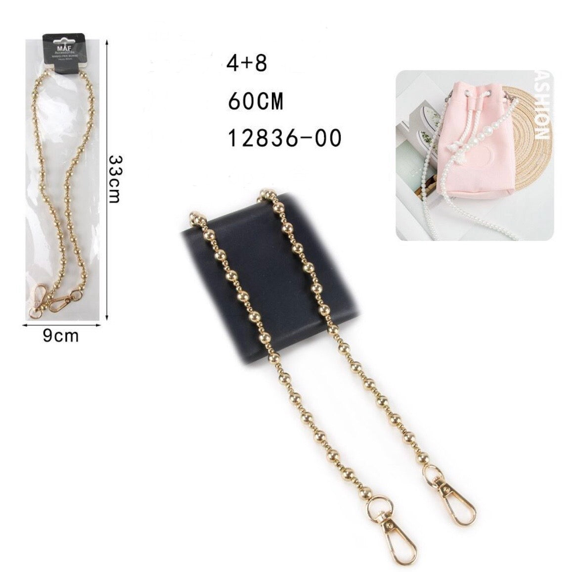 MANICI per borse 60cm argento/oro