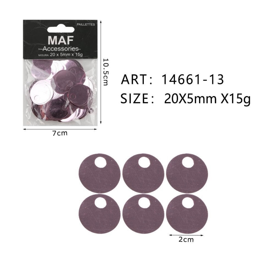 PAIETTE 20x5mm 15g ART.14661
