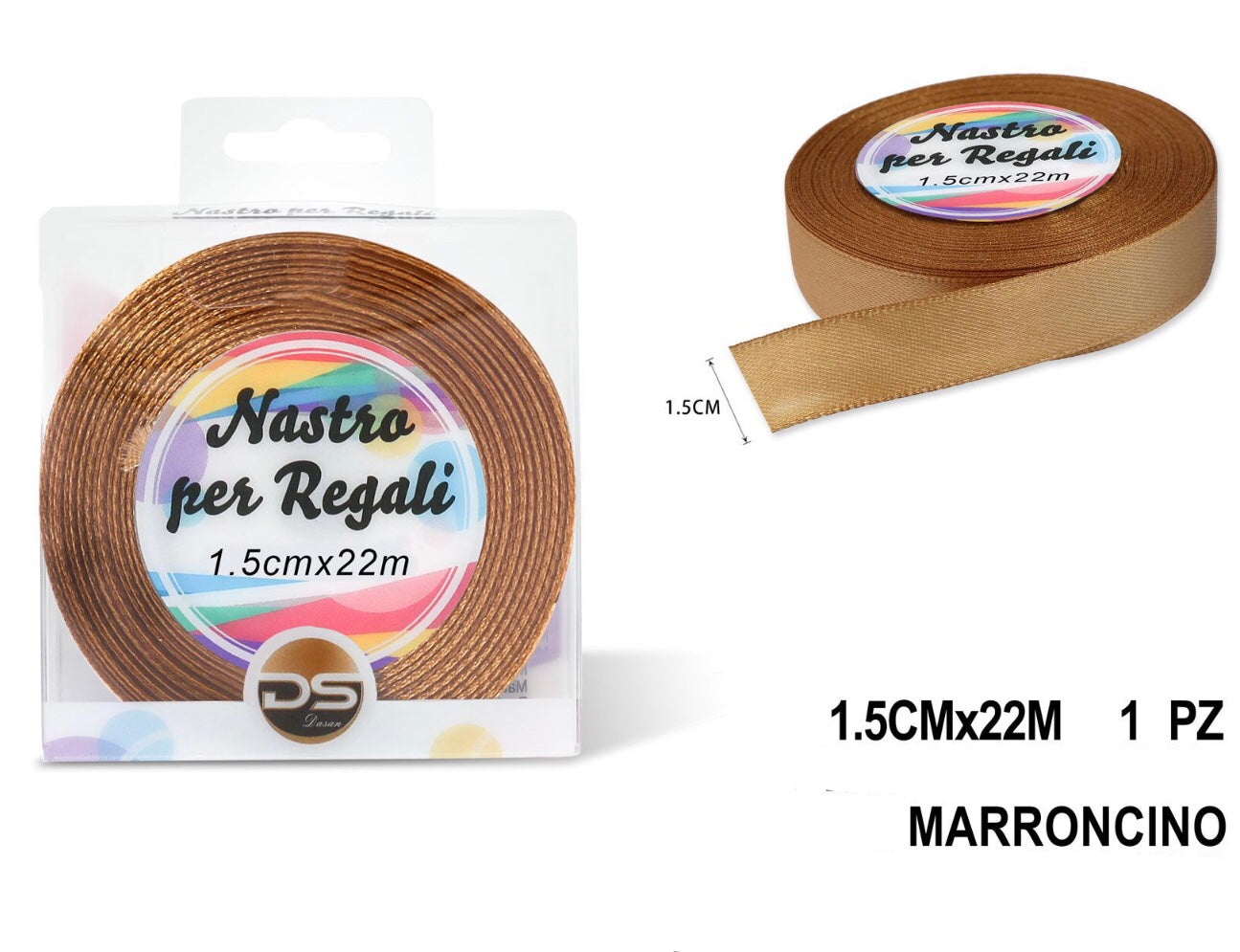 Nastro raso 1.5 cm MARRONCINO