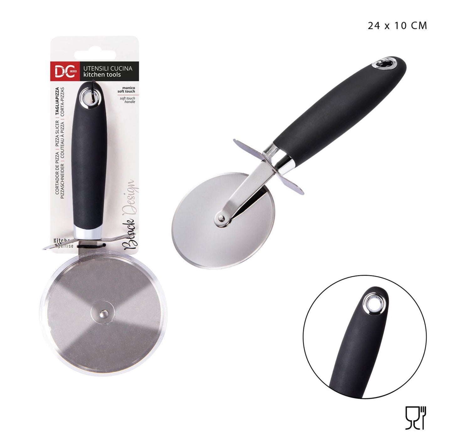 DC CASA L/BLACK tagliapizza acciaio 24x10cm