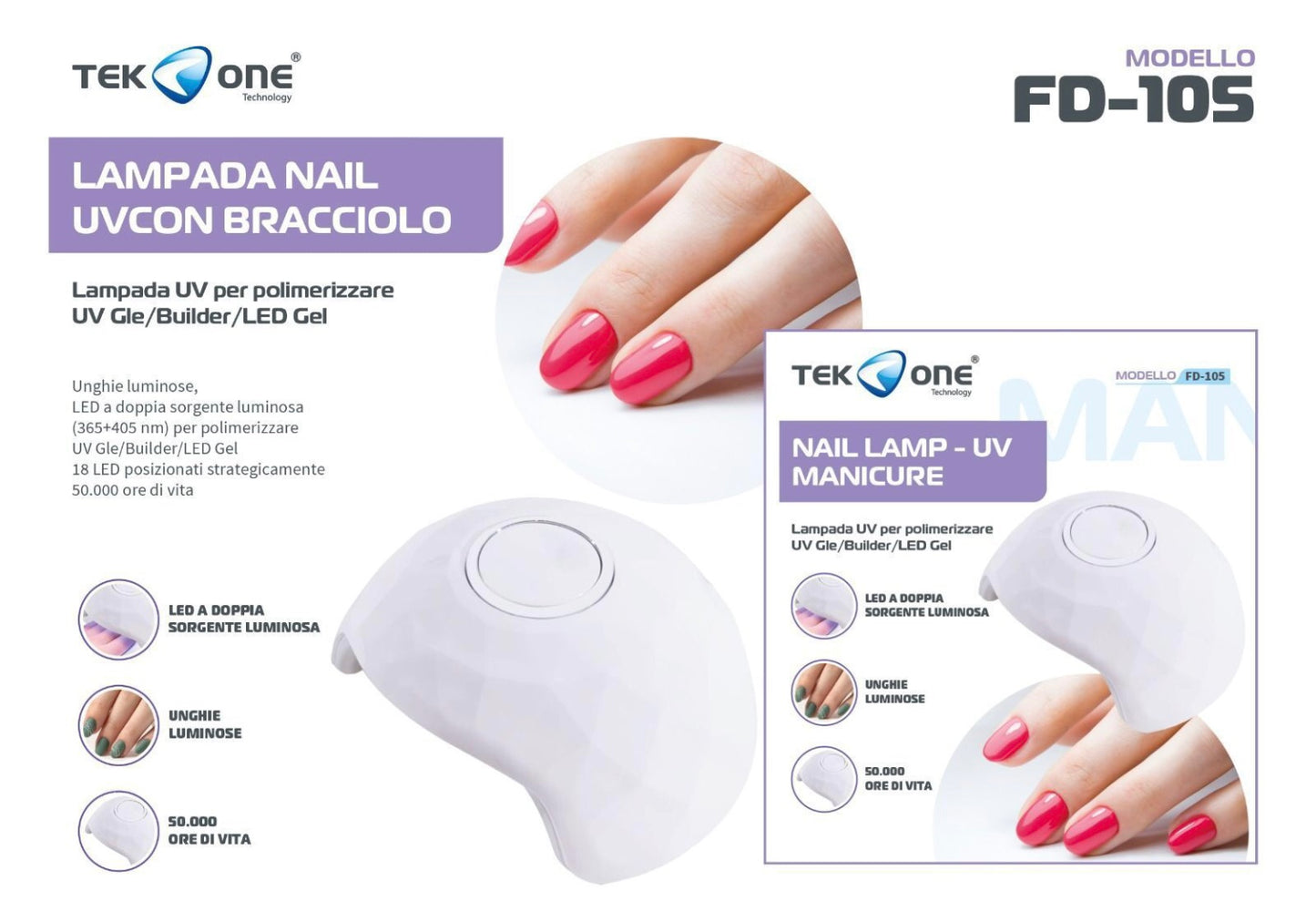 TEK ONE Lampada UV per unghie mod.FD-105