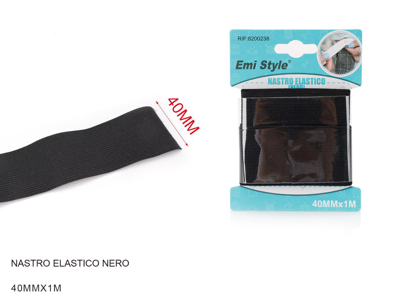 NASTRO elastico nero 40mmx1m