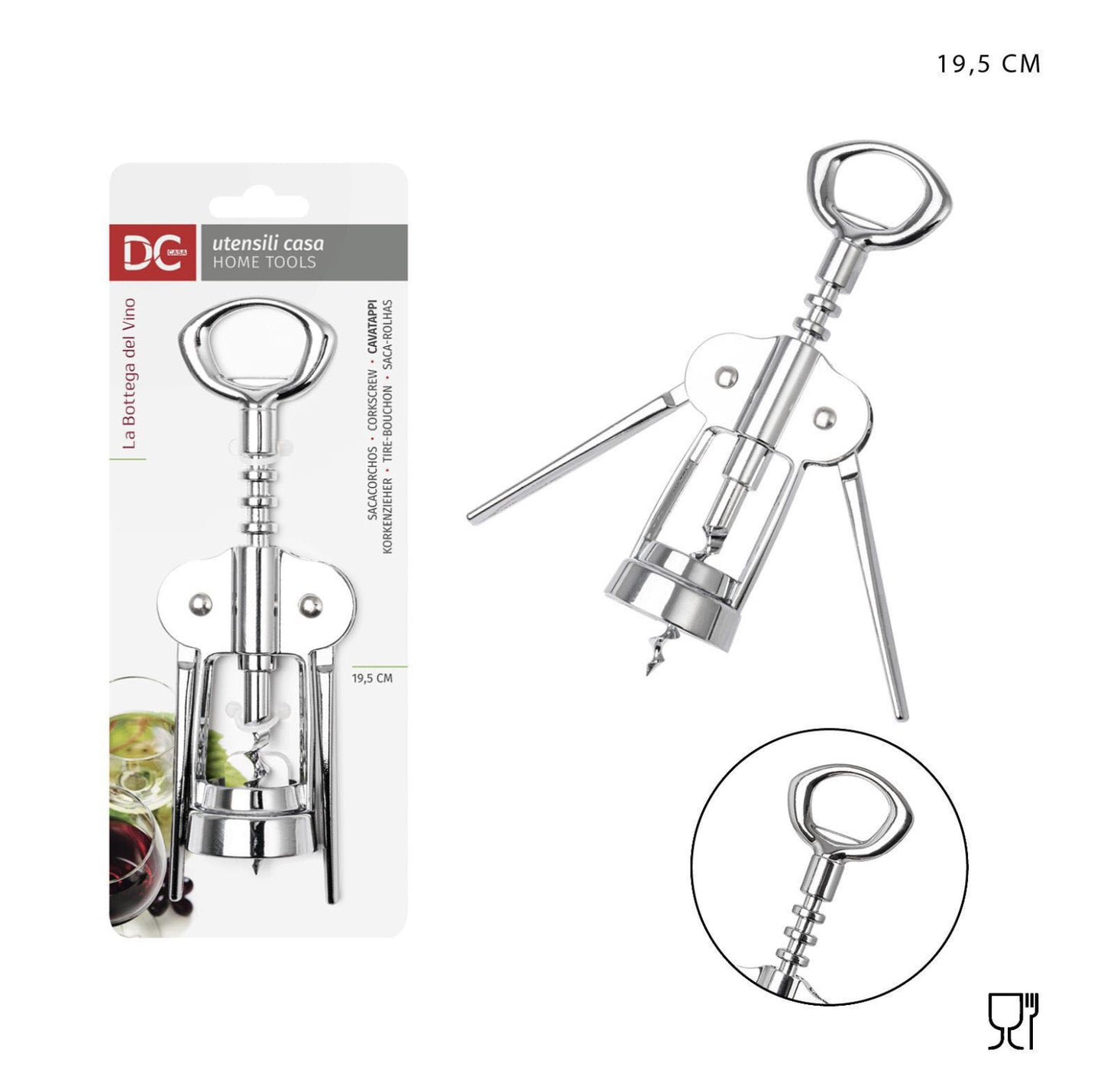 DC CASA cavatappi metallo 19.5x7.5x4cm