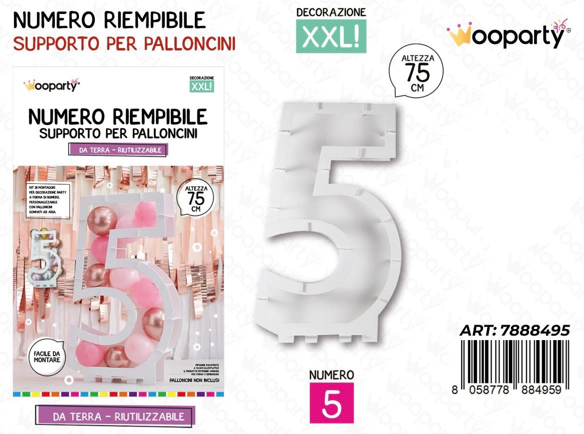 NUMERO riempibile 5 75cm