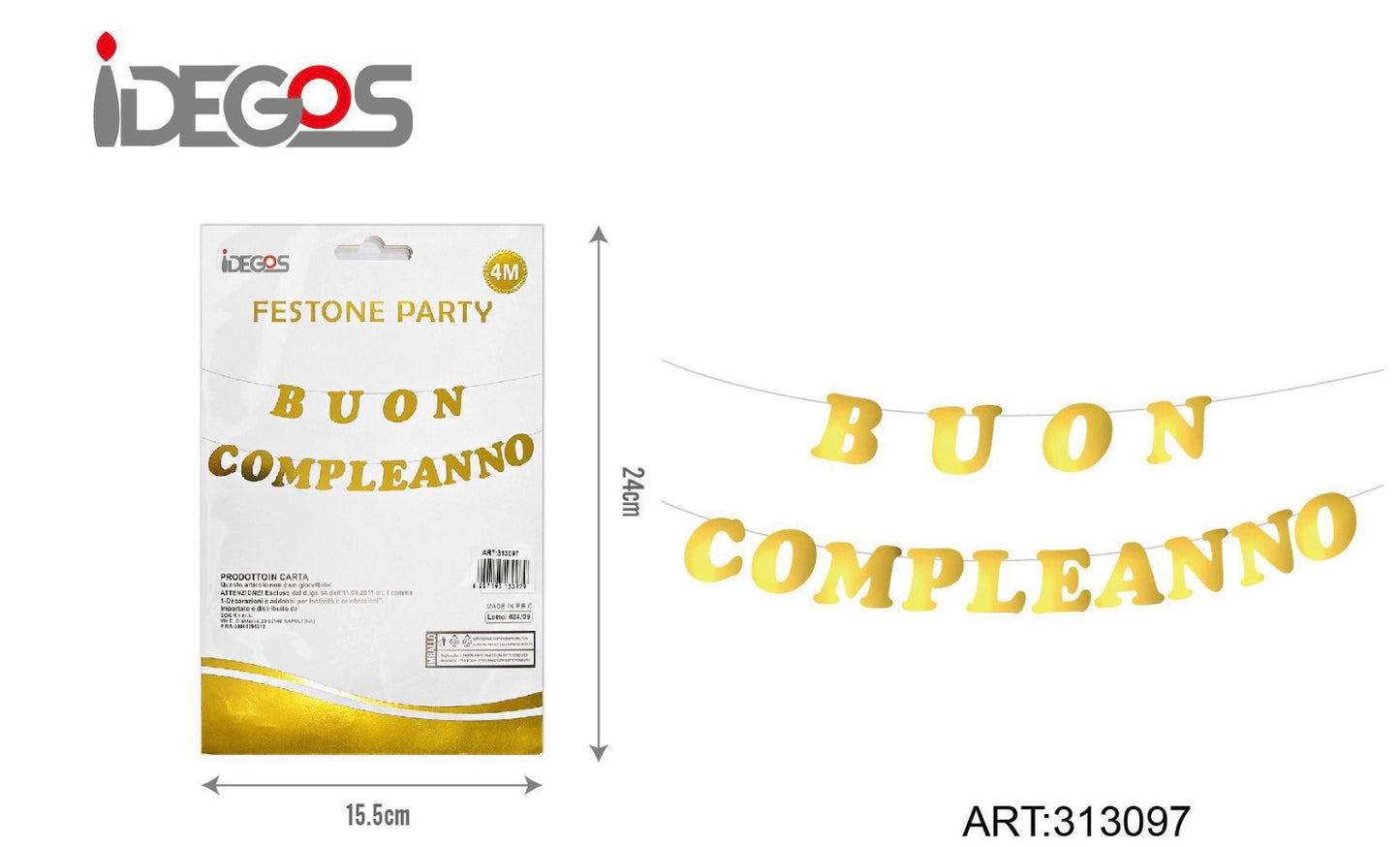 FESTONE party buon compleanno oro 4m