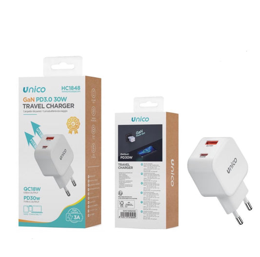 UNICO caricabatterie 30W USB  TYPE-C HC1848