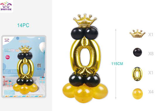 Set palloncini nero/oro numero 0