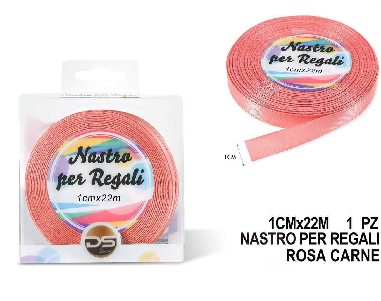 Nastro raso 1 cm ROSA CARNE