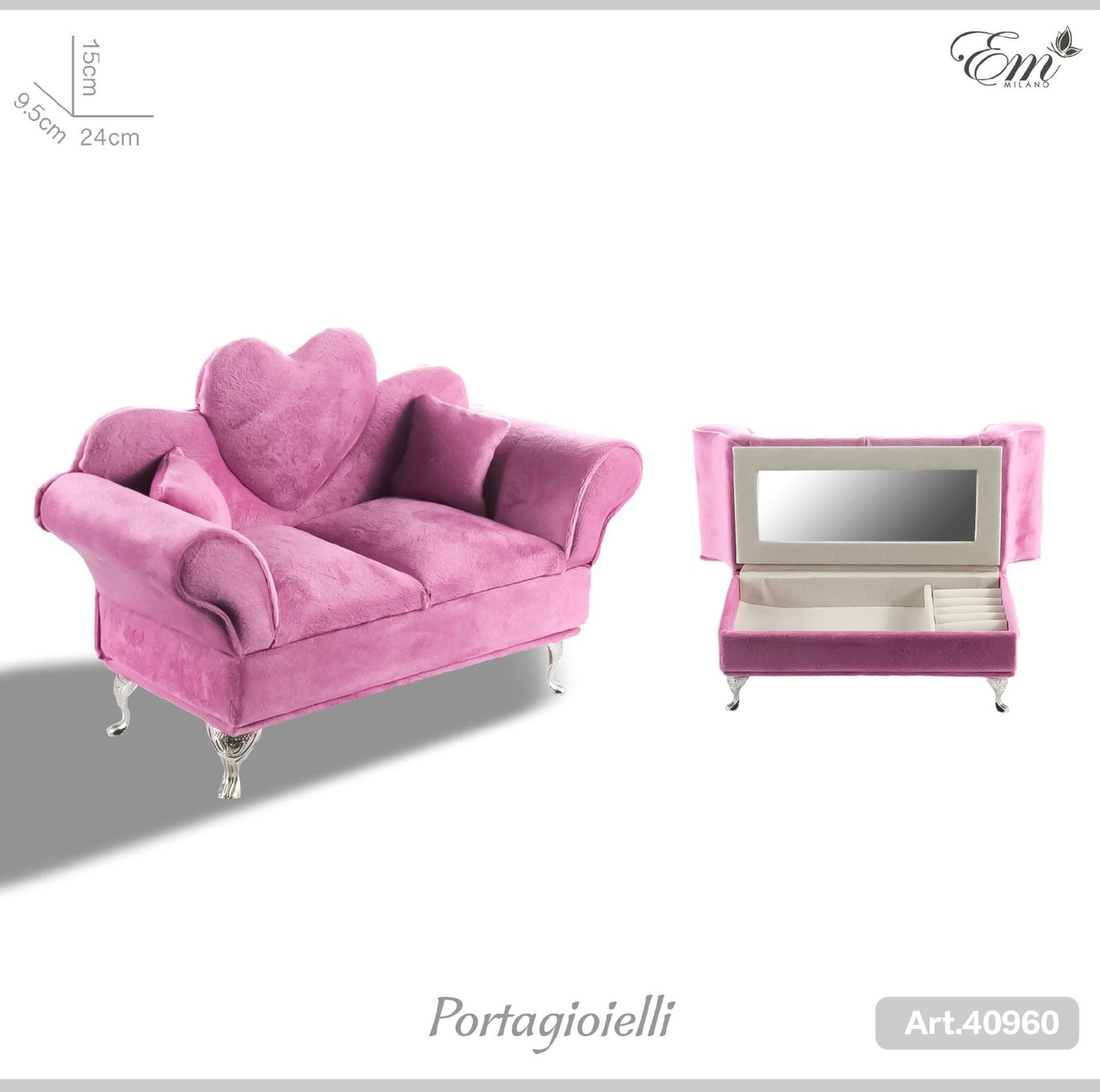 Portagioielli mini divano fucsia art.40960