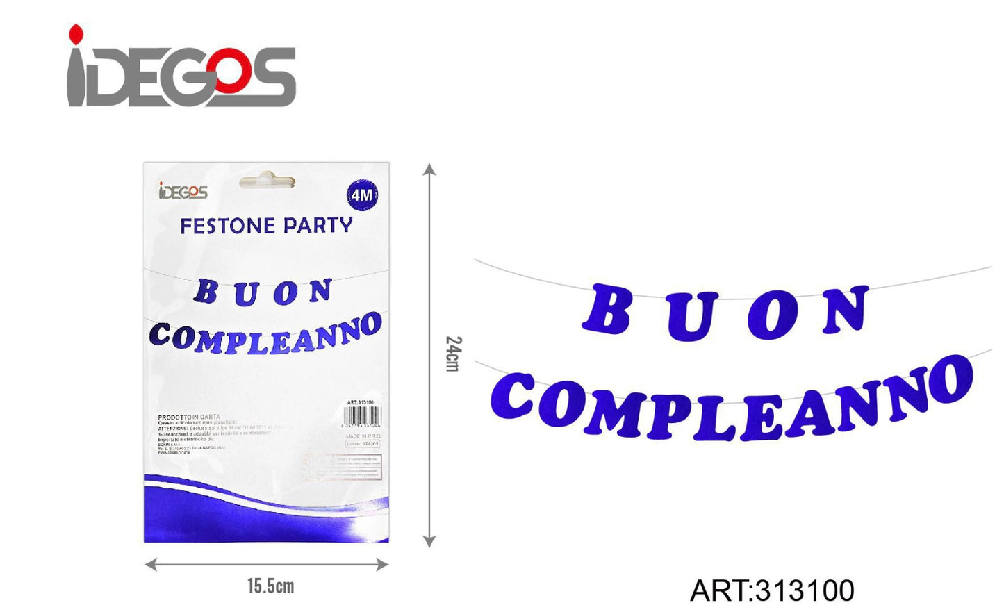 FESTONE party buon compleanno blu 4m