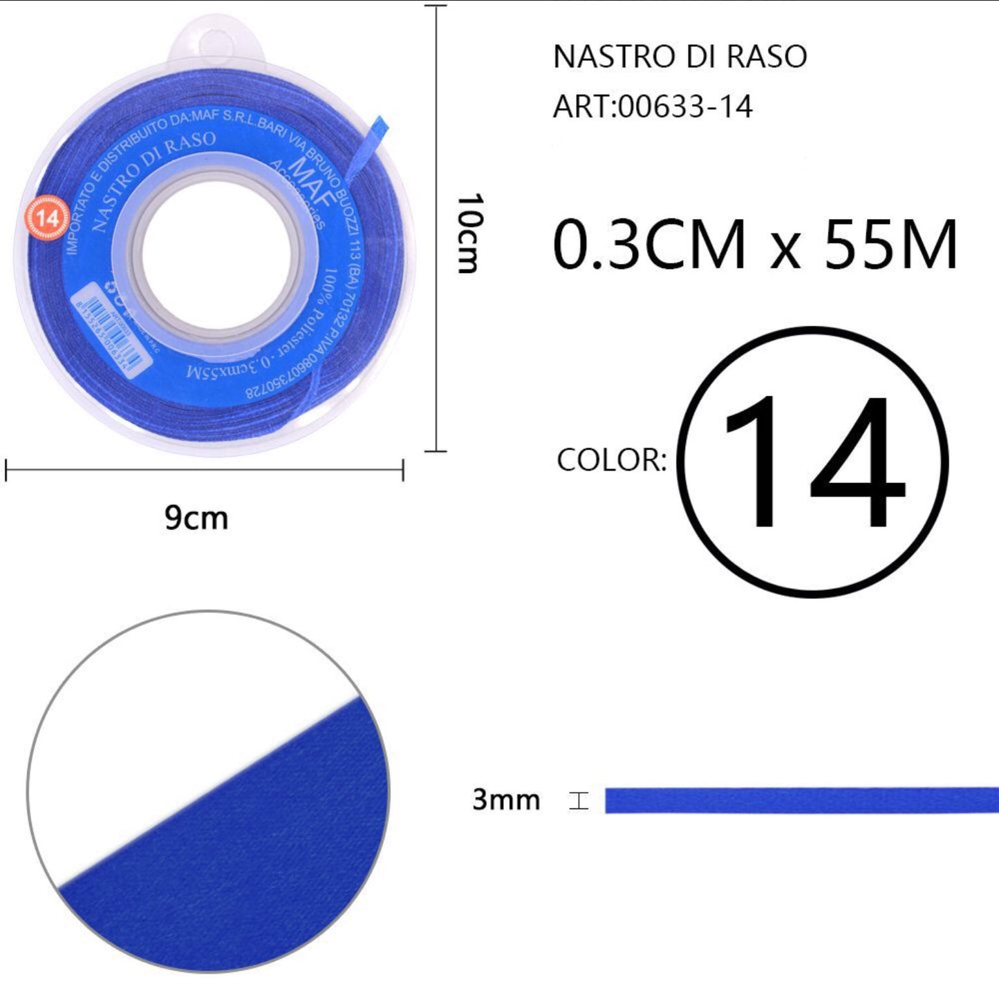 NASTRO di raso 0,3cmx55m 14