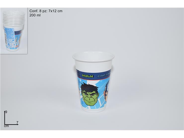 BICCHIERI PLASTICA 8PZ 200ML AVENGERS