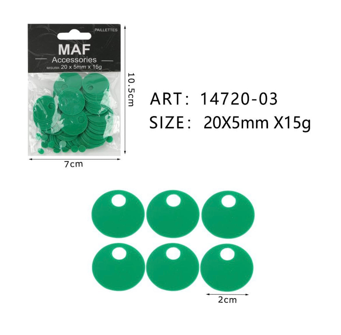 PAIETTE 20x5mm 15g ART.14720