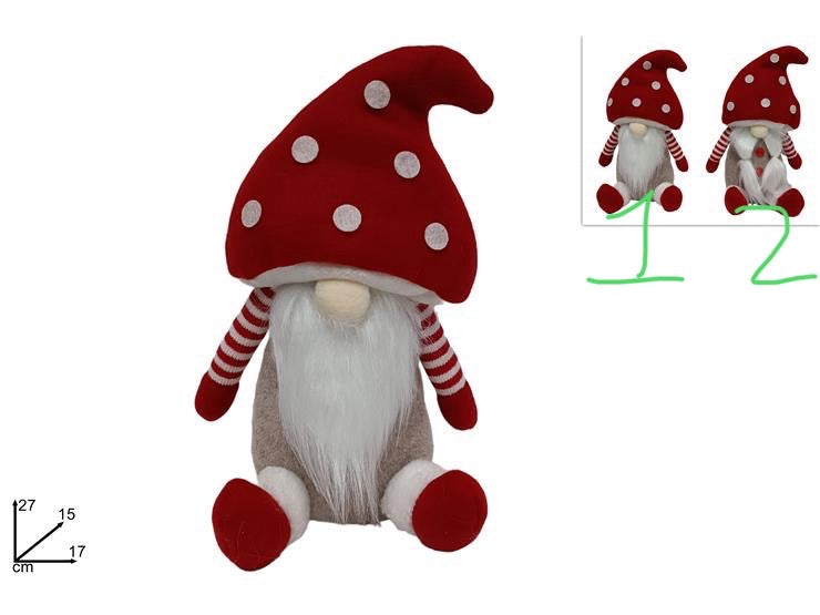 NATALIZIA gnomo con cappello fungo 27cm