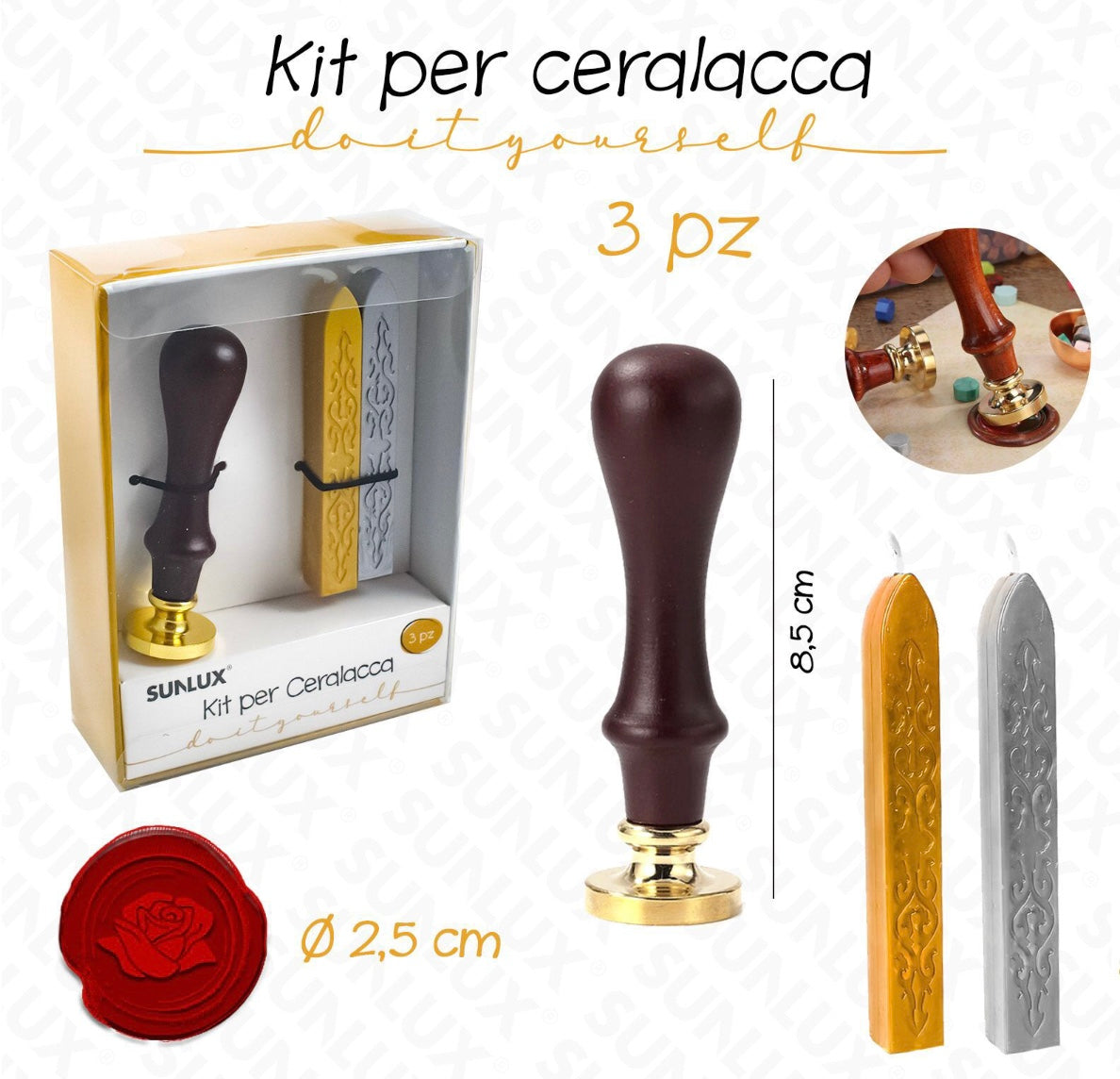 KIT per ceralacca timbro -cera 3pz