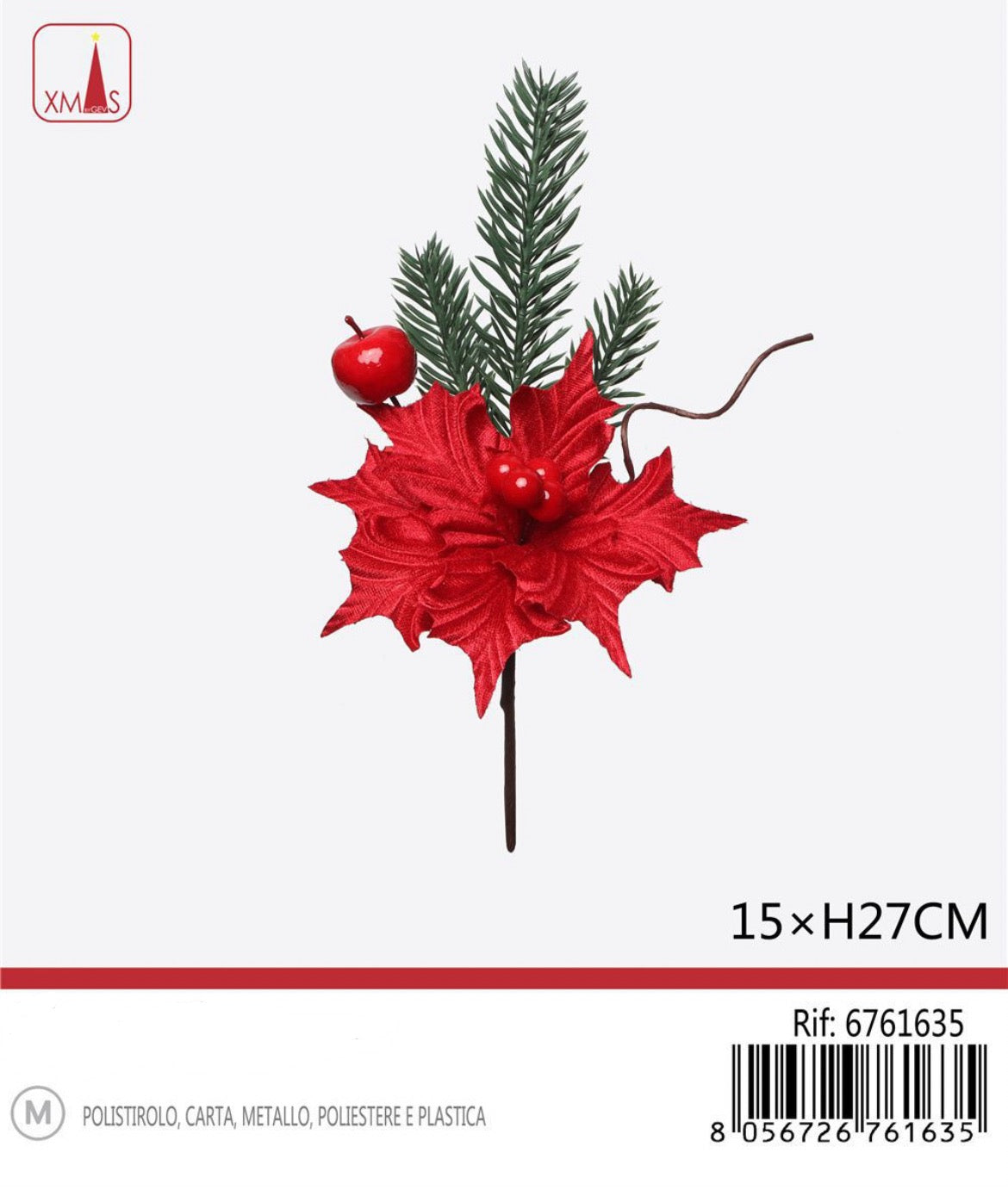 NATALIZIA Fiore decorazioni albero 15x27cm