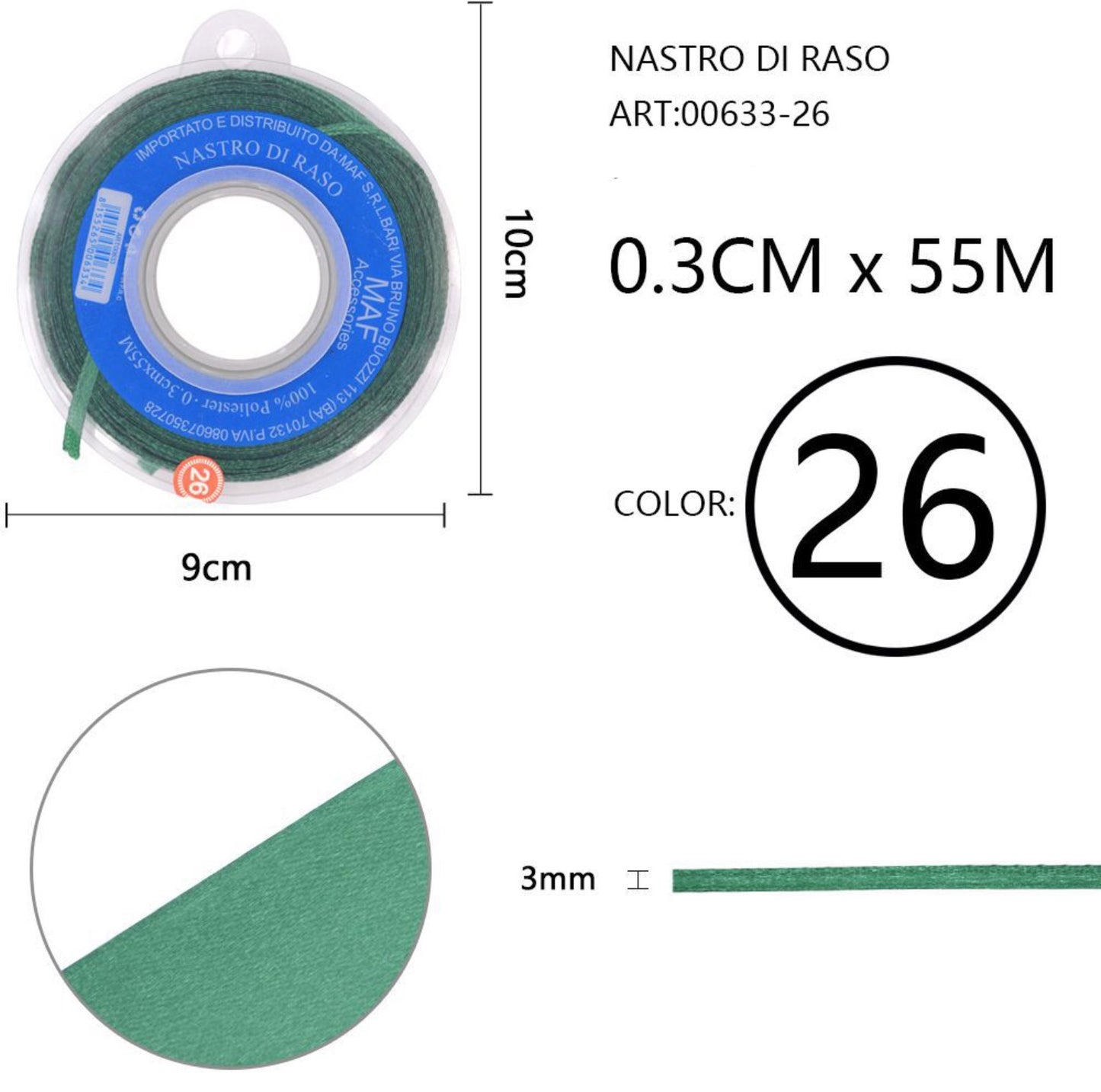 NASTRO di raso 0,3cmx55m 26
