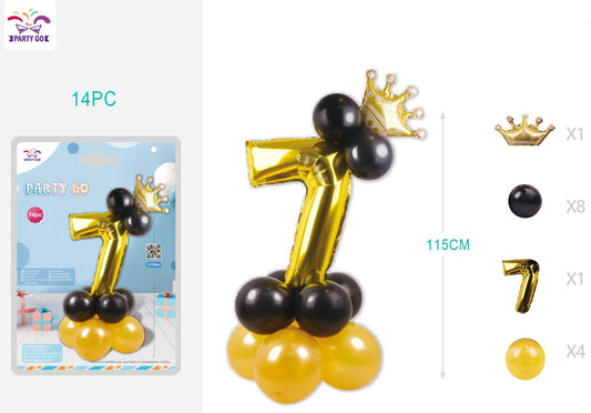 Set palloncini nero/oro numero 7